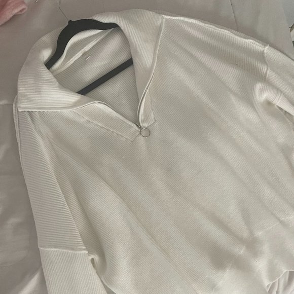 cozy white quarter zip - Picture 1 of 4